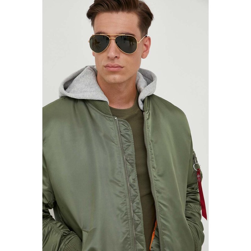 Bomber bunda Alpha Industries MA-1 ZH Back EMB zelená barva, zimní