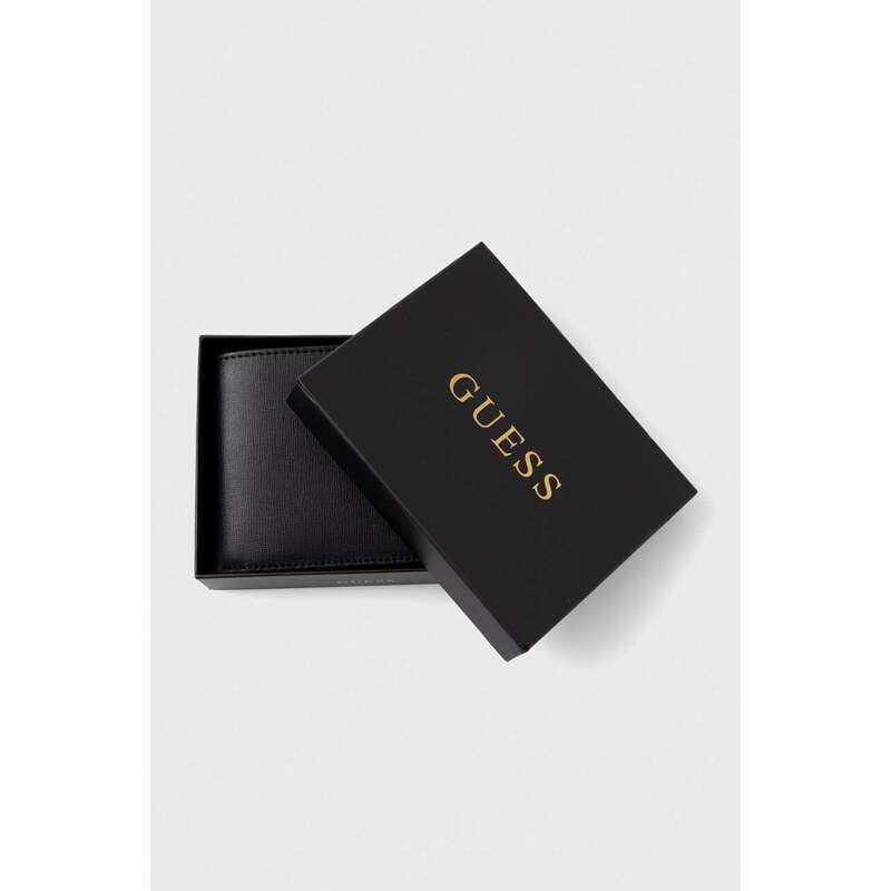 Kožená peněženka Guess černá barva, SMCSLE LEA20