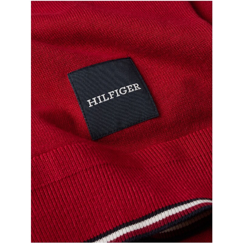 Červený pánský svetr s příměsí hedvábí Tommy Hilfiger - Pánské