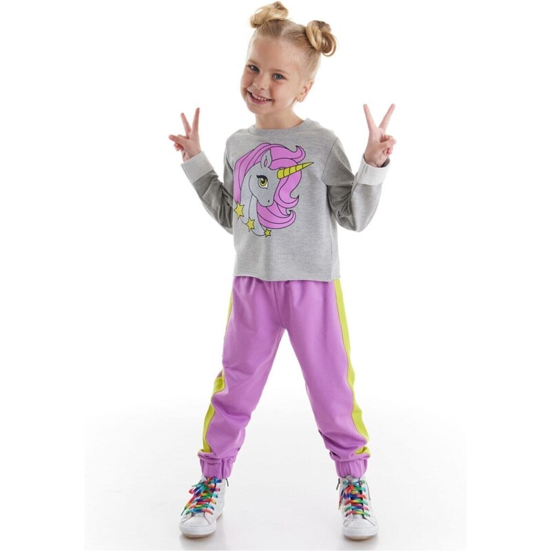 Denokids Unicorn Lilac Girl Child Tracksuit Set