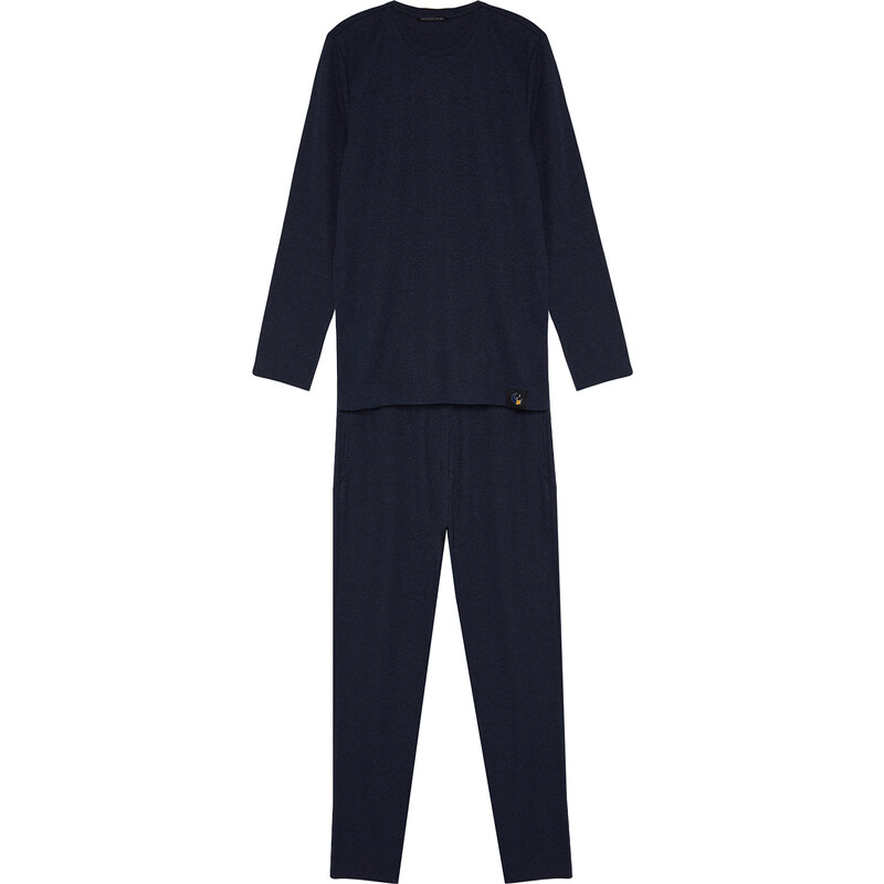 Trendyol Indigo Regular Fit Waffle Knitted Pajama Set