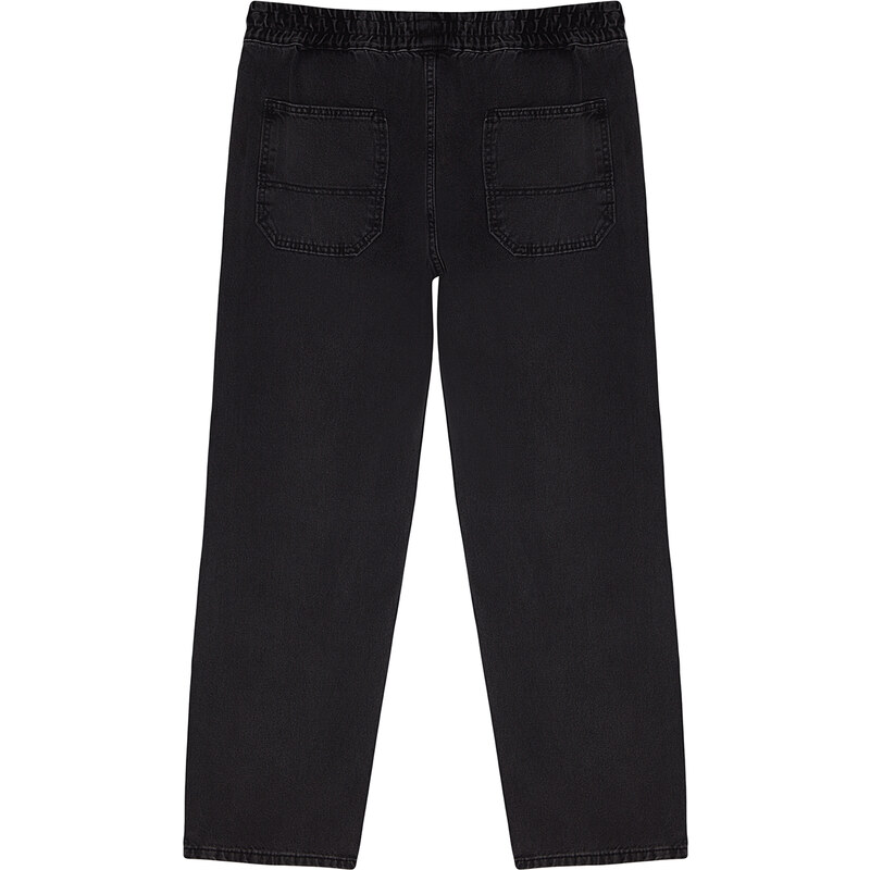 Trendyol Black Regular Fit Elastic Waist Jeans Denim Trousers