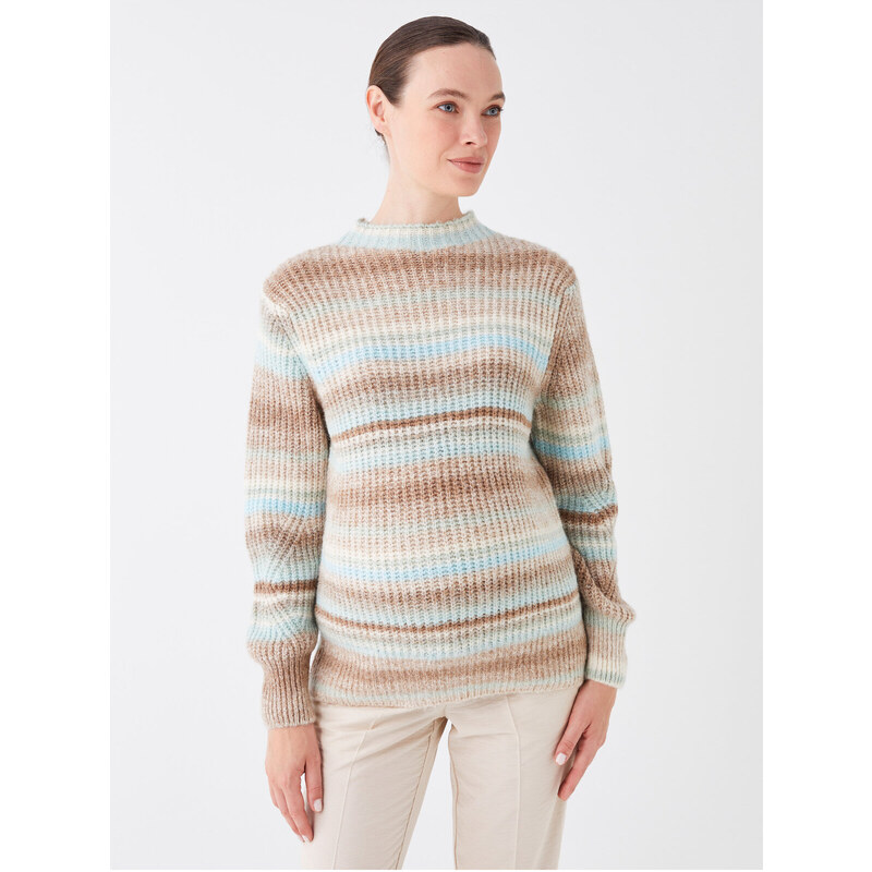 LC Waikiki Half Turtleneck Striped Long Sleeve Maternity Knitwear Sweater
