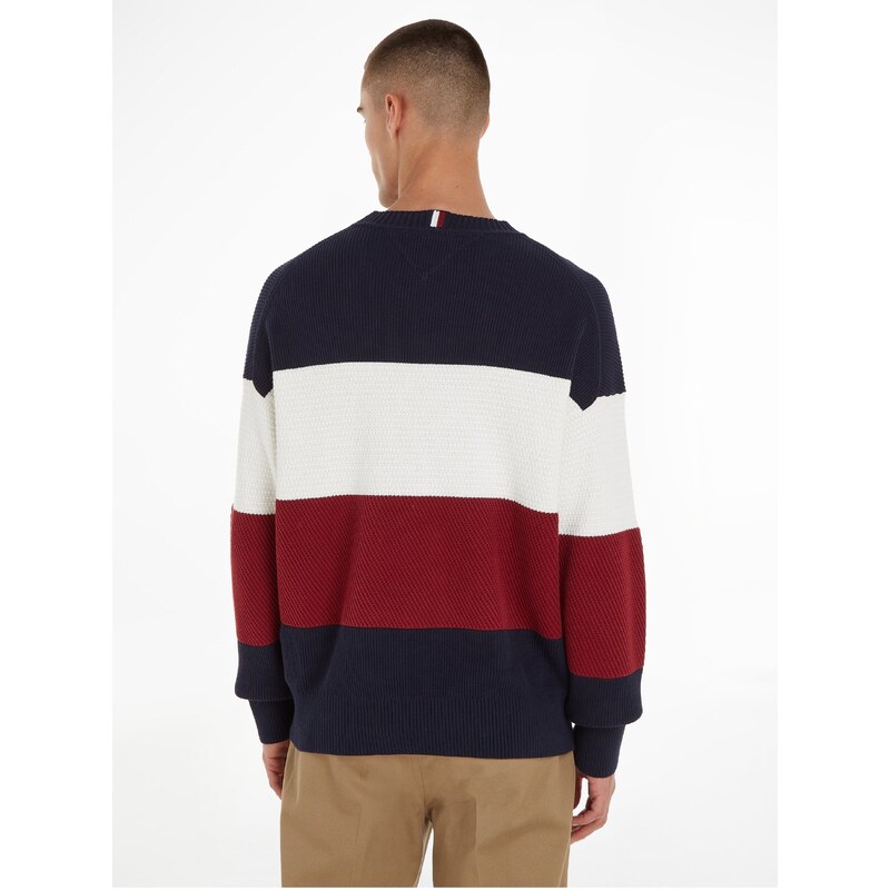 Červeno-modrý pánský pruhovaný svetr Tommy Hilfiger - Pánské