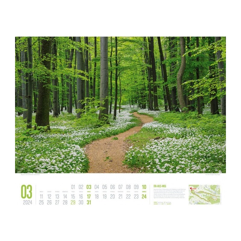 Ackermann Kunstverlag Nástěnný kalendář Nejkrásnější německé turistické stezky / Deutschland Wanderland - Die sc 24AC2439