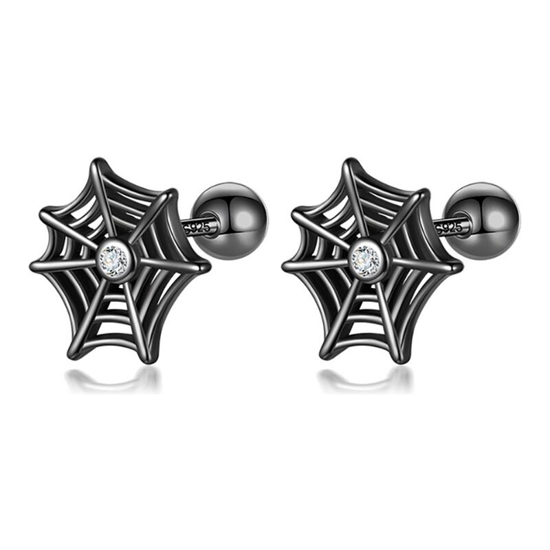 GRACE Silver Jewellery Stříbrné náušnice Pavučina, stříbro 925/1000 Halloween
