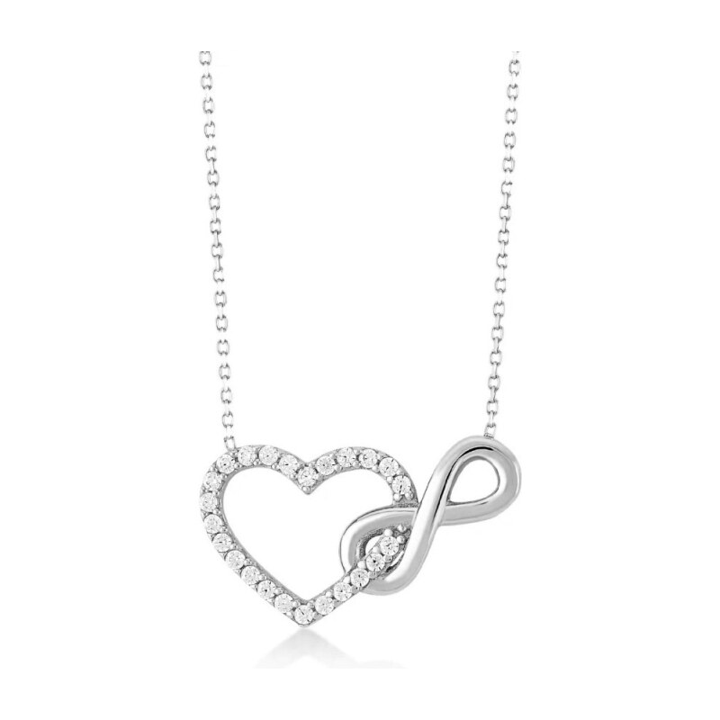 GRACE Silver Jewellery Stříbrný náhrdelník Srdce a Nekonečno - stříbro 925/1000