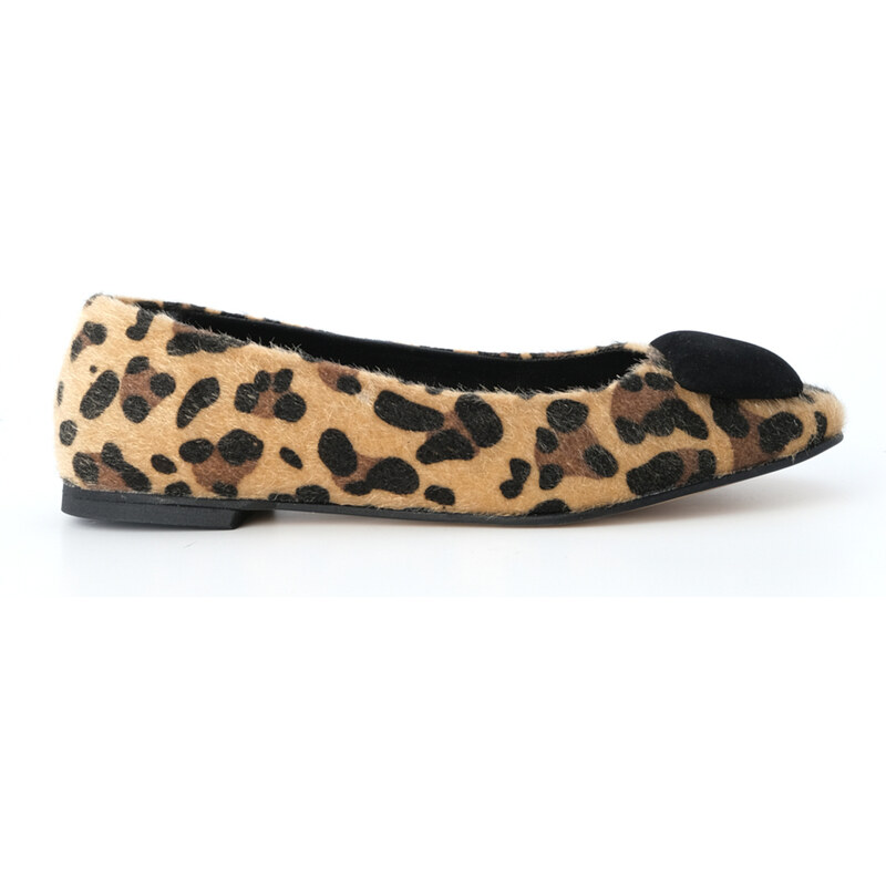 Marjin Women's Buckle Flat Flats Wool Leopard