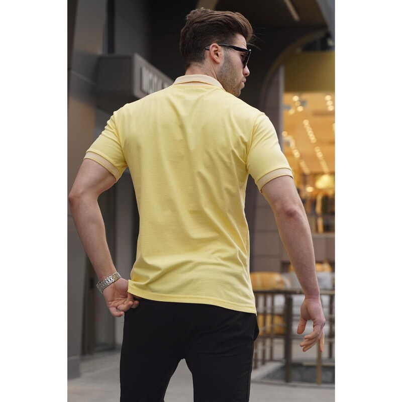 Madmext Yellow Men's Regular Fit Polo Neck T-Shirt 6105