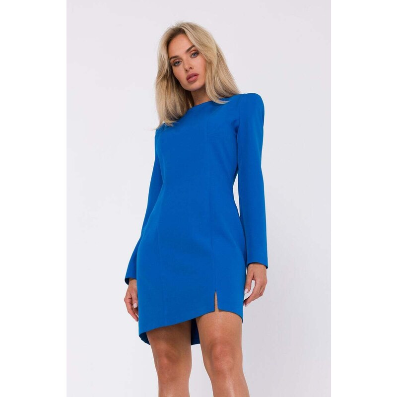 MOE Modré šaty s vyztuženými rameny M755