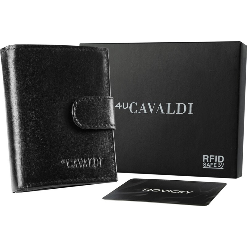 BASIC 4U Cavaldi Černá středně velká kožená peněženka B048 86129285