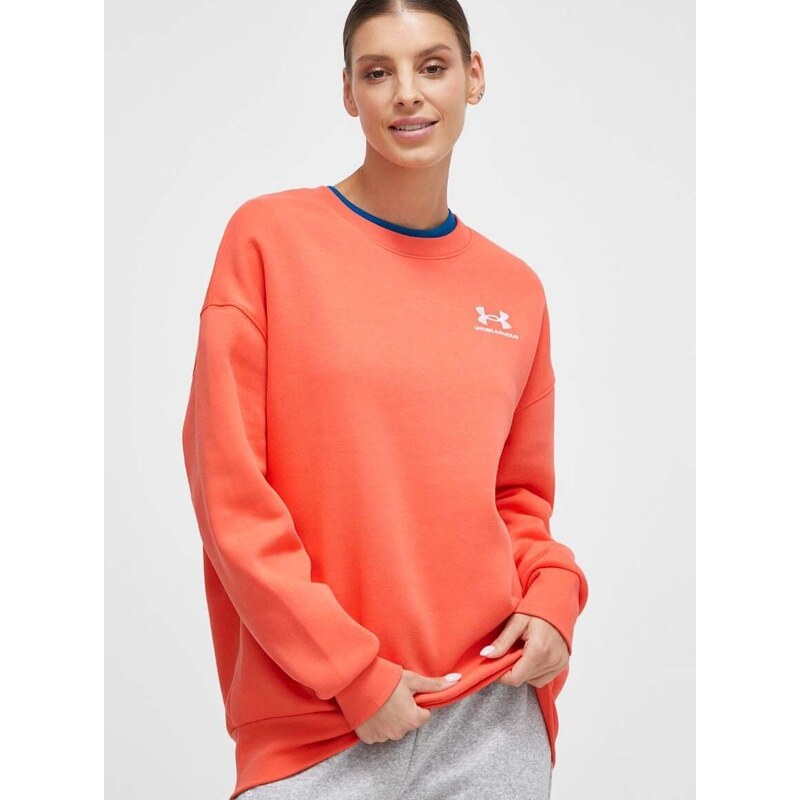 Mikina Under Armour dámská, oranžová barva, s aplikací, 1379475