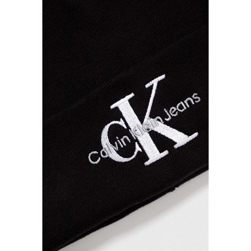 Bavlněná čepice a šála Calvin Klein Jeans černá barva