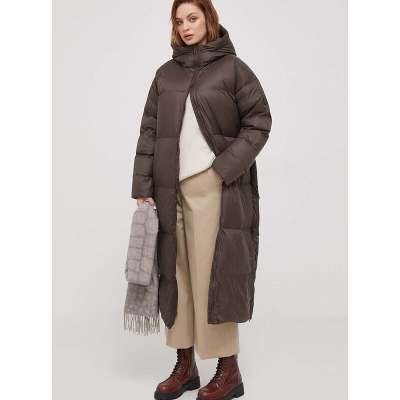 Péřová bunda Bomboogie Anvers dámská, hnědá barva, zimní, oversize