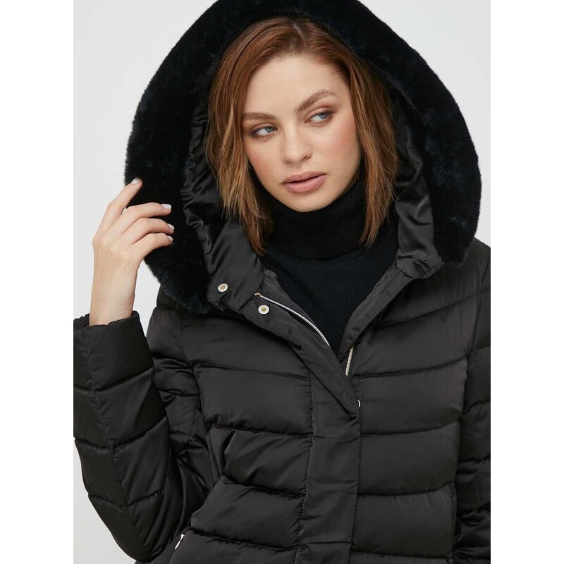 Péřová bunda Geox CHLOO dámská, černá barva, zimní