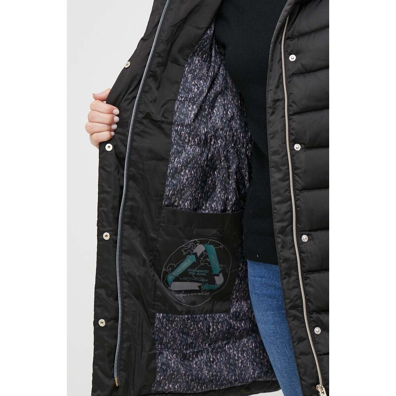 Péřová bunda Geox CHLOO dámská, černá barva, zimní