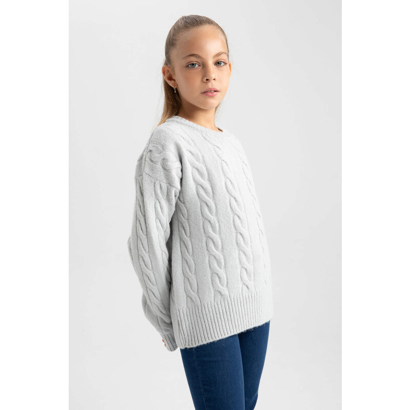 DEFACTO Girl Regular Fit Crew Neck Pullover