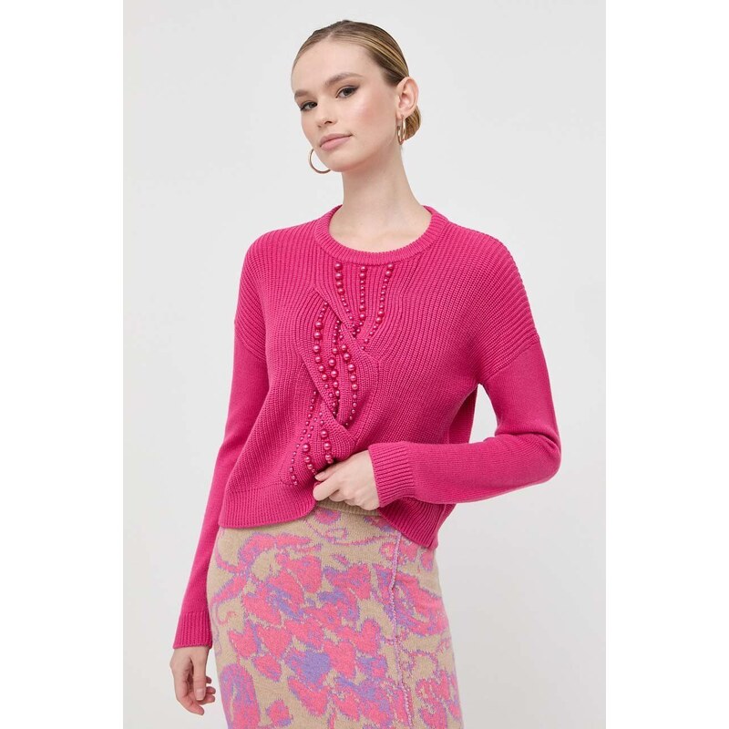 Vlněný svetr Liu Jo dámský, růžová barva