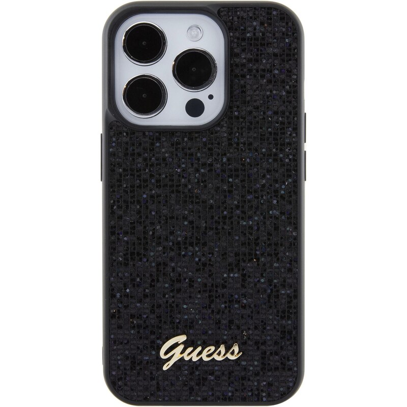 Ochranný kryt na iPhone 15 Pro - Guess, Square Mirror Script Logo Black