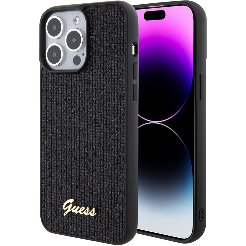 Ochranný kryt na iPhone 15 Pro MAX - Guess, Square Mirror Script Logo Black