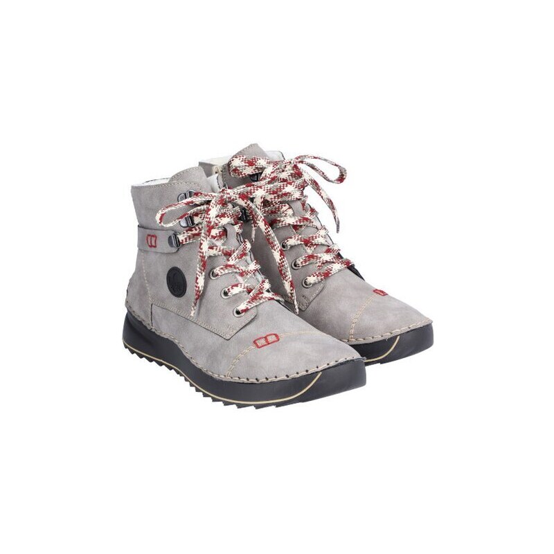 Originální teplé kotníkové boty s výraznými tkaničkami Rieker 51544-64 šedá