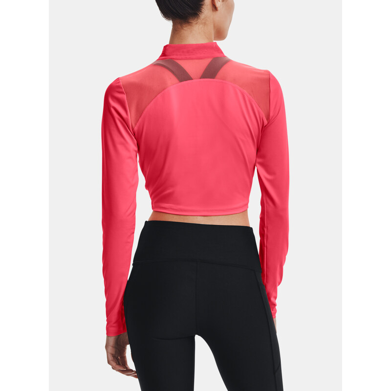 Under Armour Tričko HG Q3 Crop Mockneck-PNK - Dámské