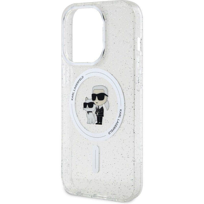 Ochranný kryt na iPhone 15 Pro - Karl Lagerfeld, IML Glitter Karl and Choupette MagSafe Transparent