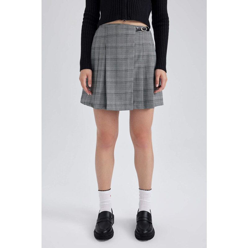 DEFACTO Coool Pleat Plaid Mini Skirt