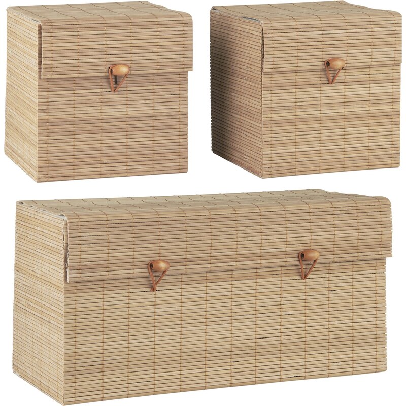 IB LAURSEN Bambusový úložný box Oblong - set 3 ks