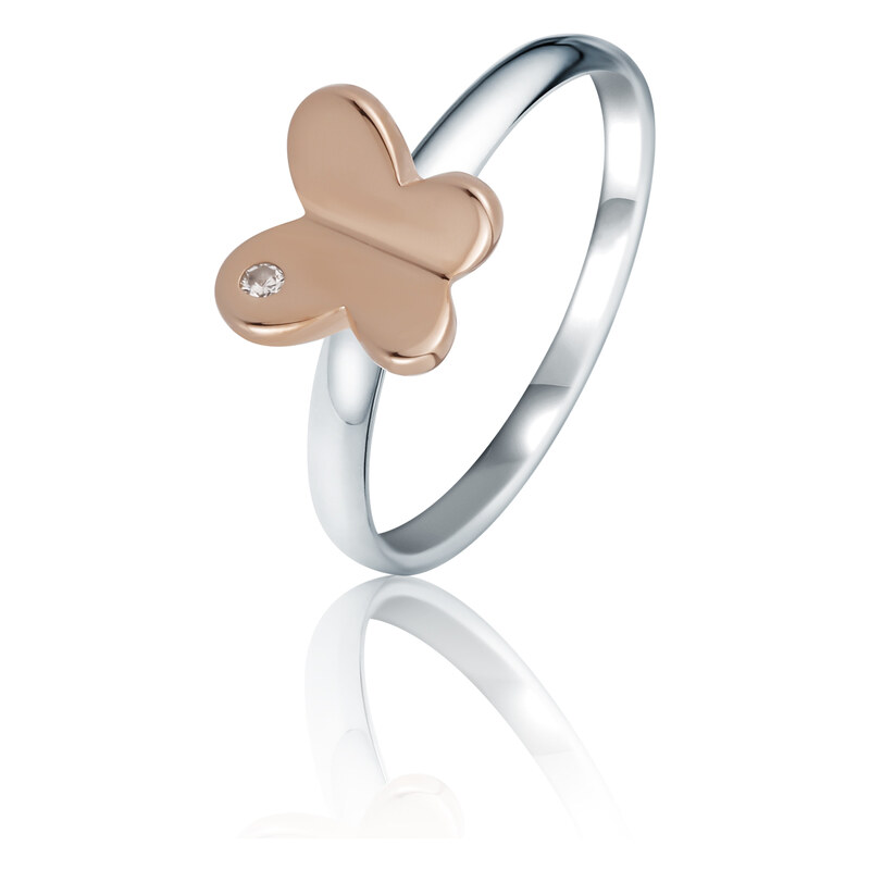 JVD Dámský rose gold stříbrný prsten se zirkony SVLR0908X75BK52