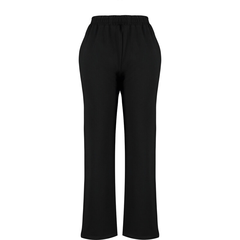 Trendyol Curve černé tepláky s vysokým pasem Basic Jogger 2 Threads Plus Size Tepláky.