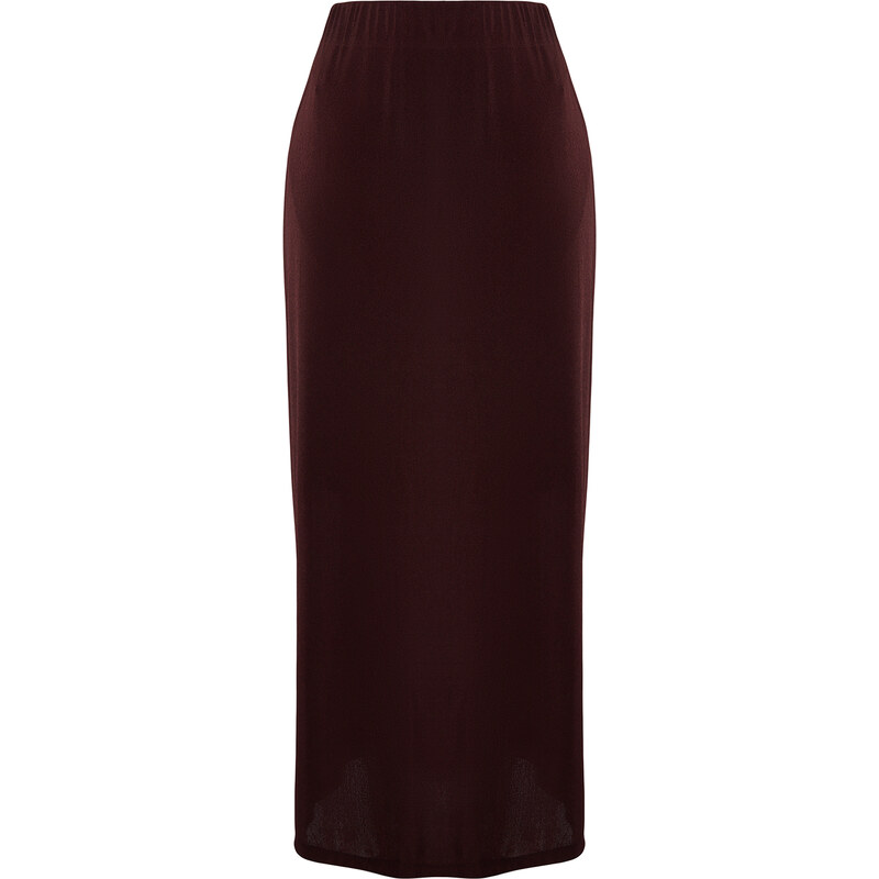 Trendyol Brown Limited Edition Tile Glossy Surface and Soft Texture Maxi Skirt