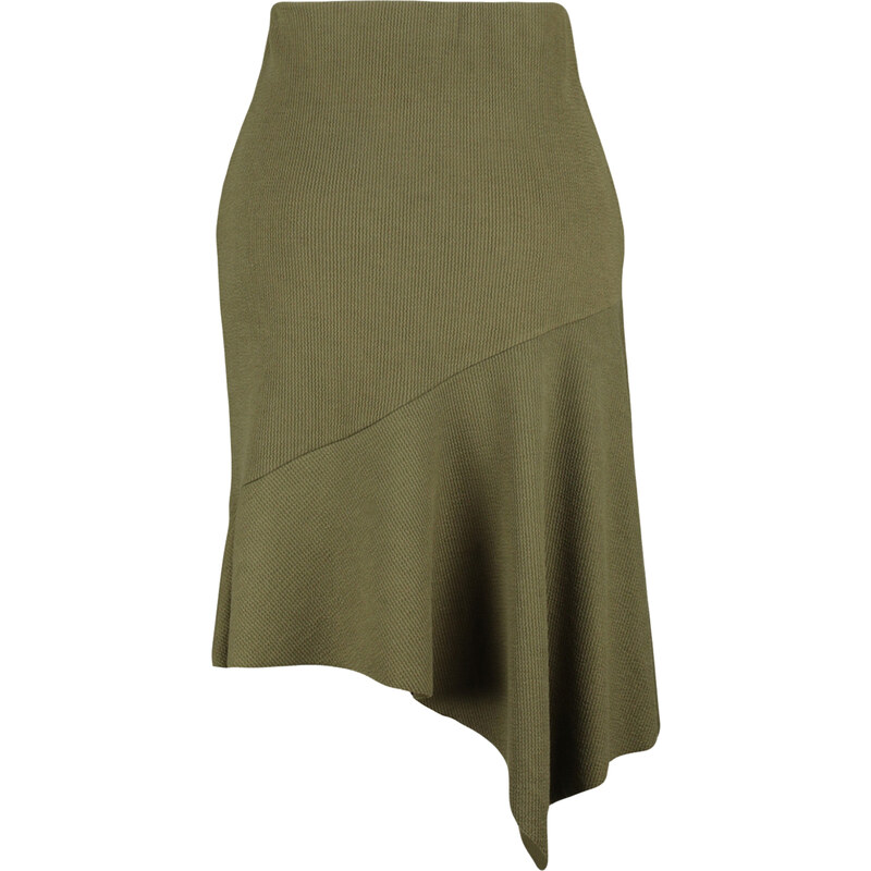 Trendyol Curve Khaki Asymmetric Wrap Knitted Skirt