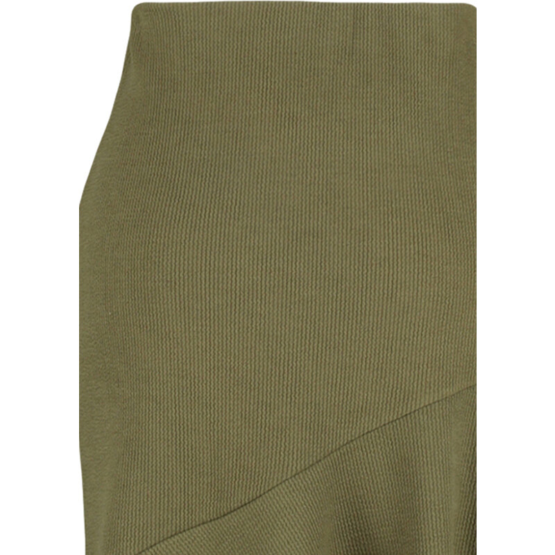 Trendyol Curve Khaki Asymmetric Wrap Knitted Skirt