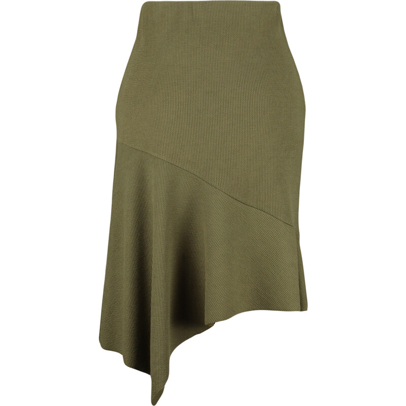 Trendyol Curve Khaki Asymmetric Wrap Knitted Skirt