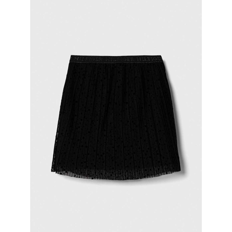 Dětská sukně Tommy Hilfiger černá barva, mini, áčková