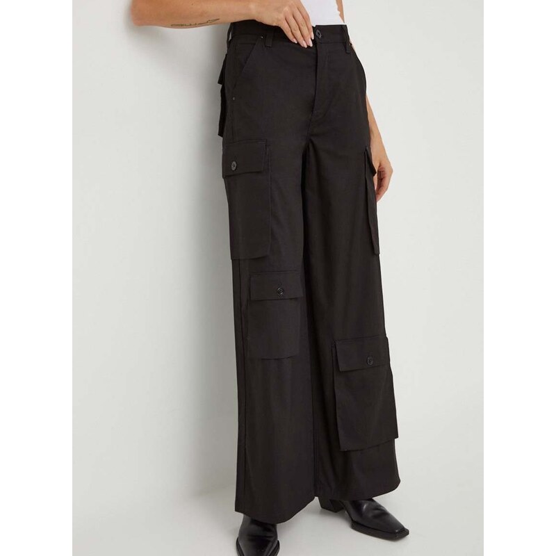 Bavlněné kalhoty G-Star Raw černá barva, jednoduché, high waist