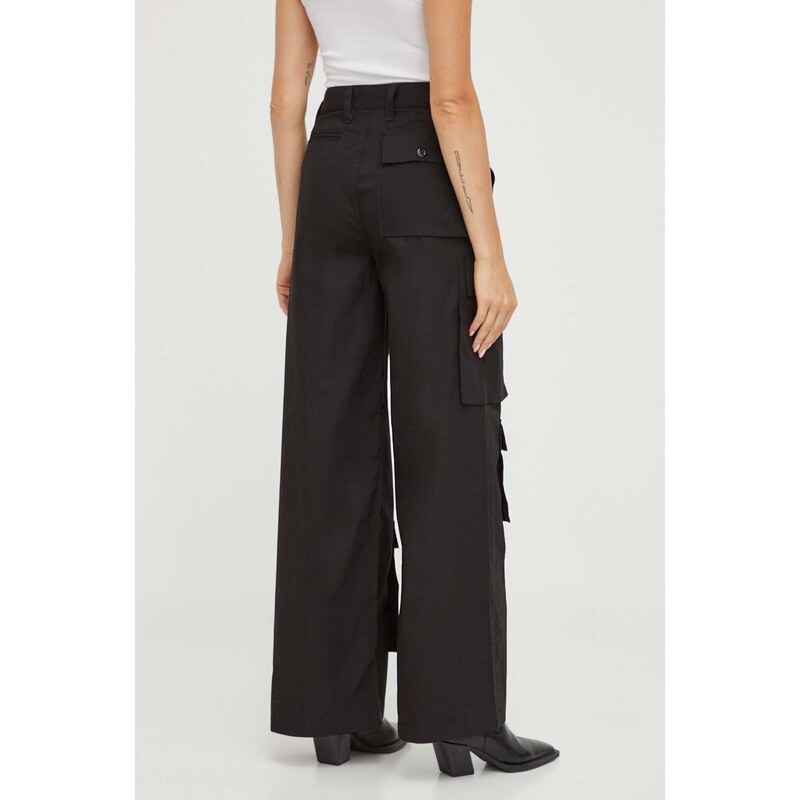 Bavlněné kalhoty G-Star Raw černá barva, jednoduché, high waist