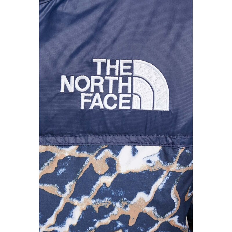 Péřová bunda The North Face dámská, tmavomodrá barva, zimní, oversize
