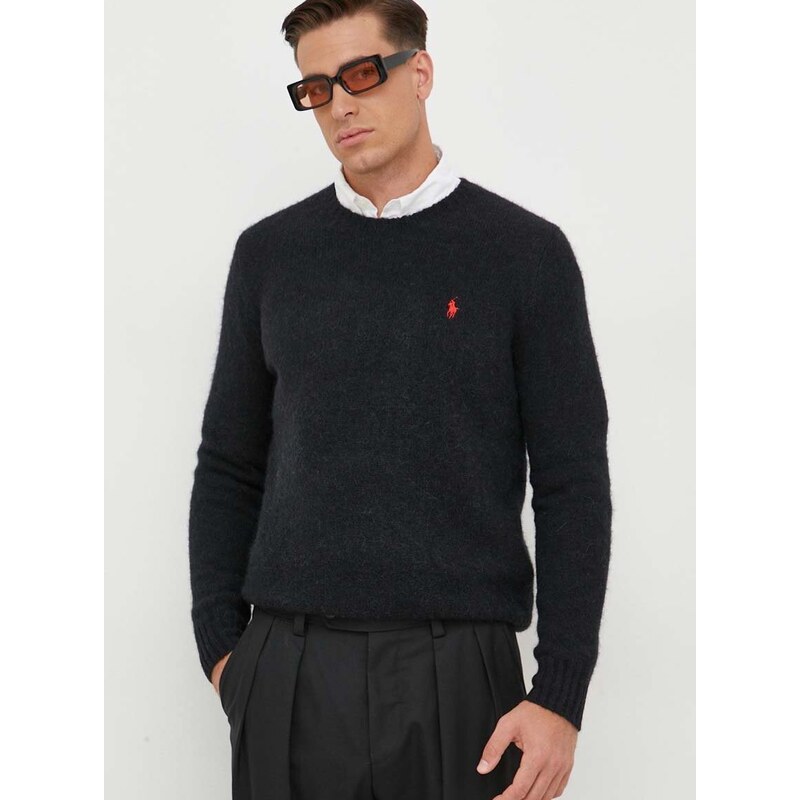 Vlněný svetr Polo Ralph Lauren pánský, černá barva