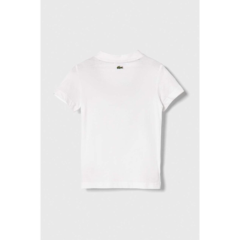 Dětské bavlněné tričko Lacoste bílá barva, s potiskem