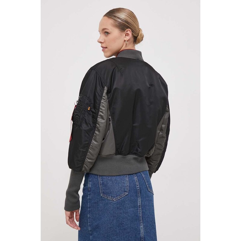 Bomber bunda Alpha Industries MA-1 Cyber Wmn černá barva, přechodná, oversize