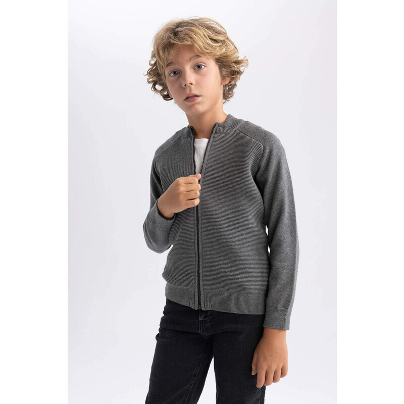 DEFACTO Regular Fit Bomber Collar Cardigan