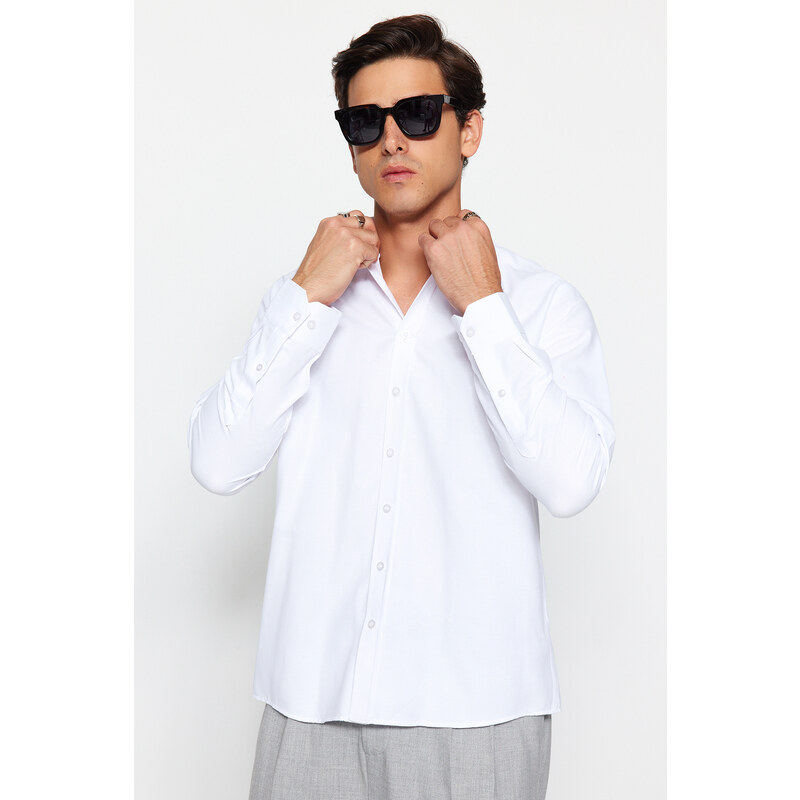 Trendyol White Regular Fit Embroidery Detailed Shirt