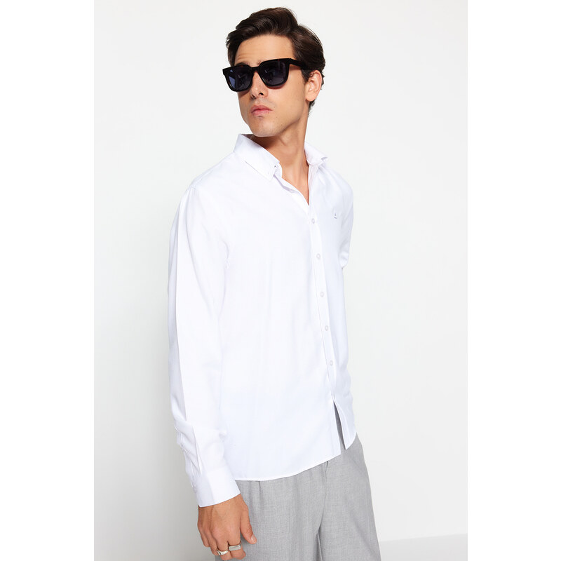 Trendyol White Regular Fit Embroidery Detailed Shirt