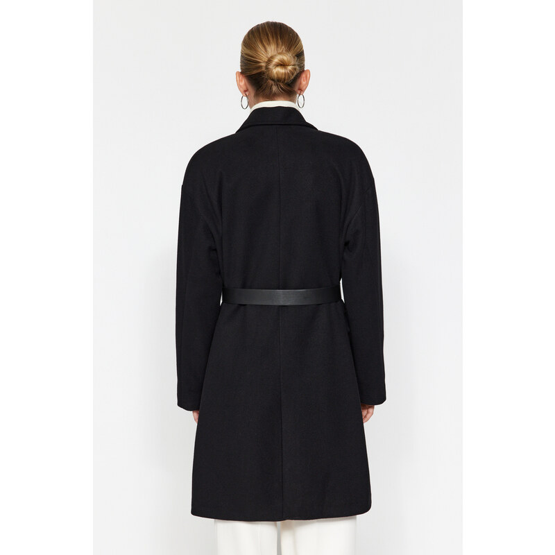 Trendyol Black Oversize kabát se širokým střihem