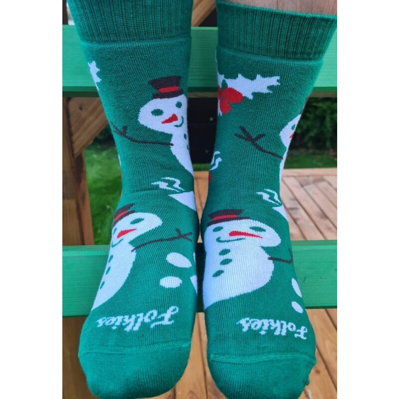 Prolen Vánoční ponožky Folkies - Zelené hřejonožky