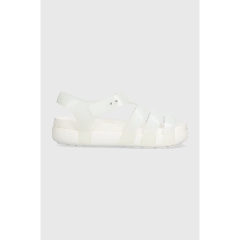 Sandály Crocs Splash Glossy Fisherman dámské, bílá barva, na platformě