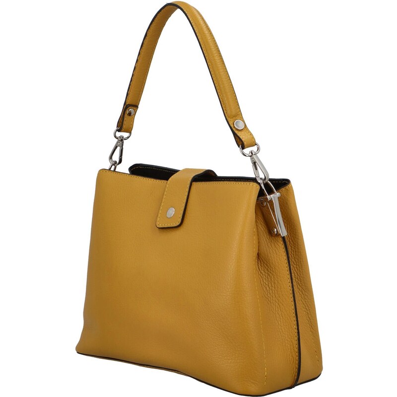 Dámská kožená kabelka do ruky tmavě žlutá - ItalY Auren žlutá