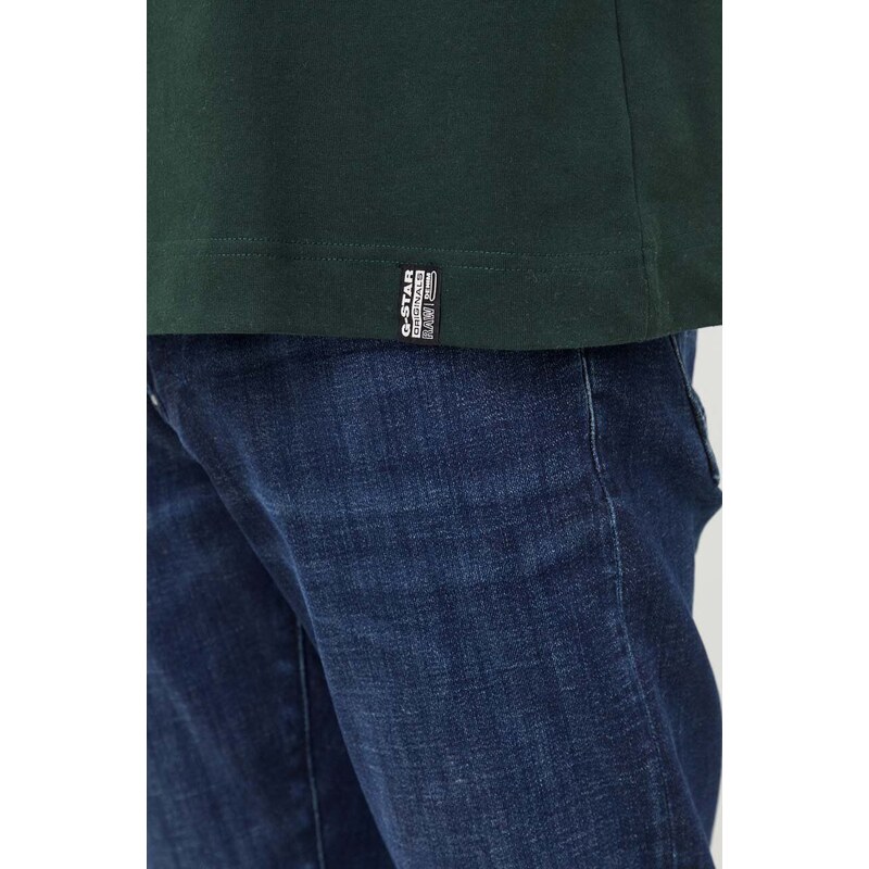 Bavlněné tričko s dlouhým rukávem G-Star Raw zelená barva
